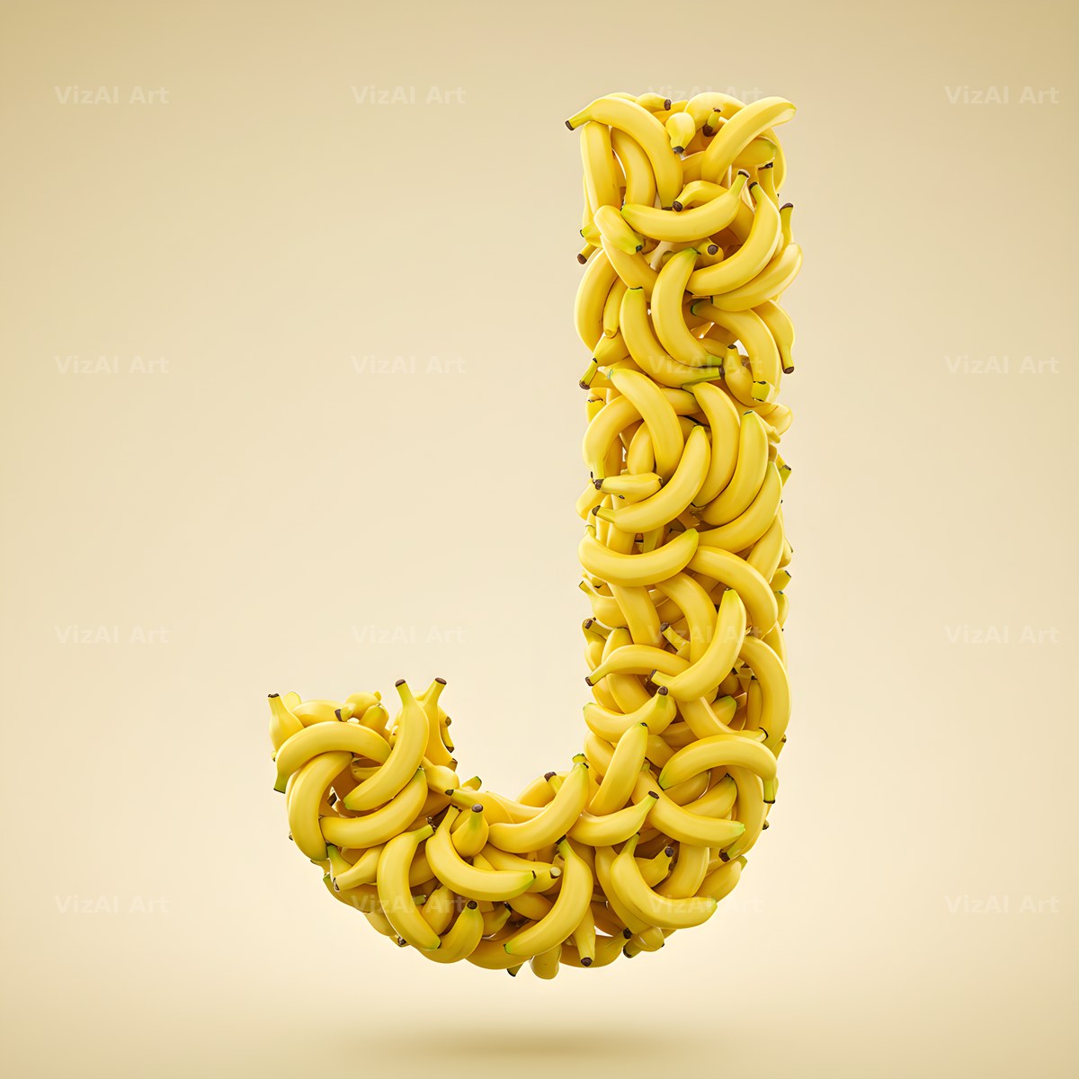 Golden Banana Bunch alphabet letter J