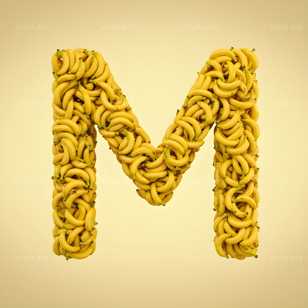 Golden Banana Bunch alphabet letter M