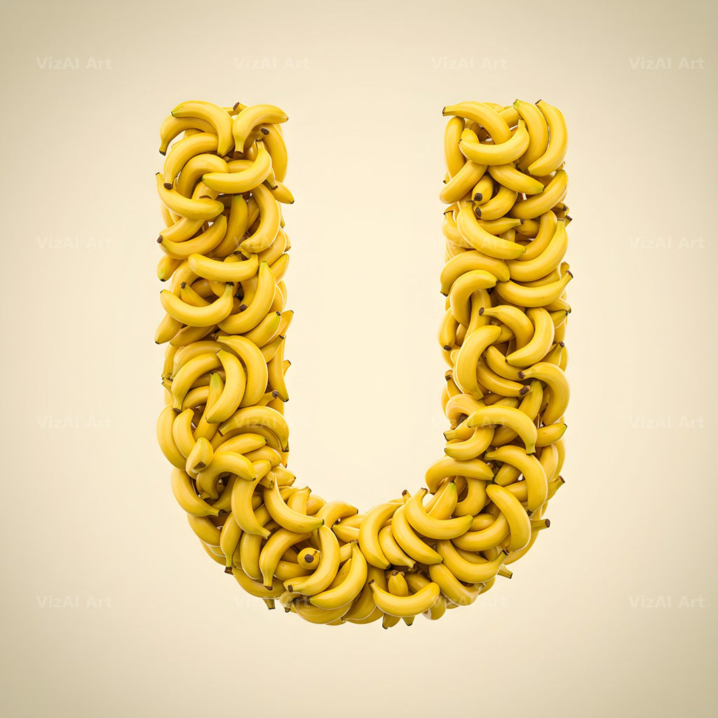 Golden Banana Bunch alphabet letter U