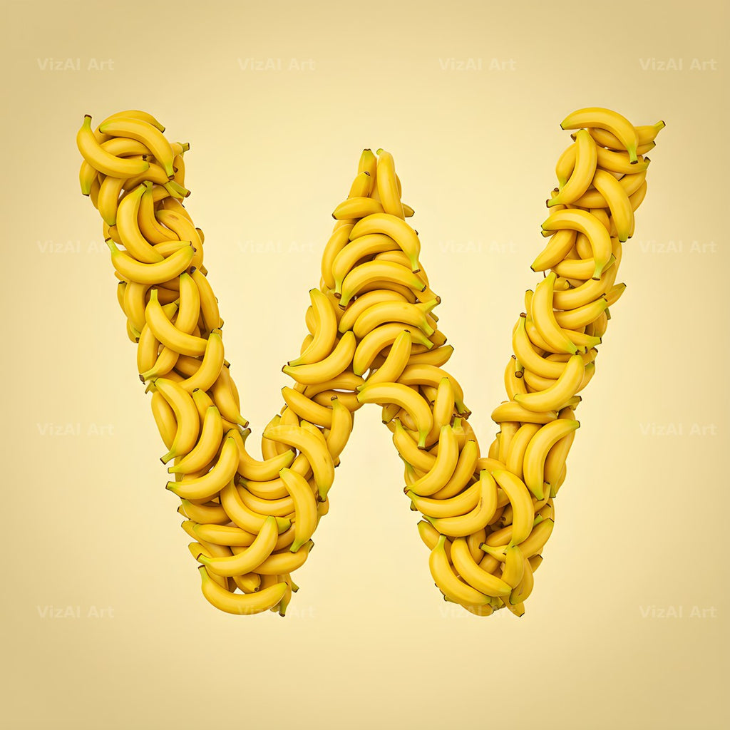 Golden Banana Bunch alphabet letter W