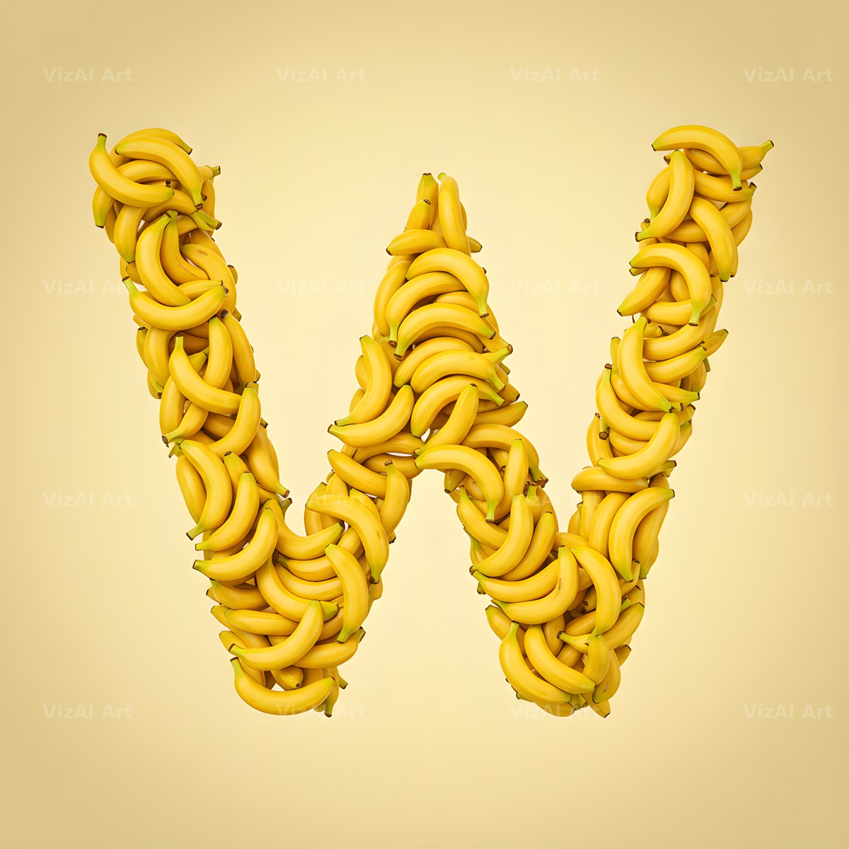 Golden Banana Bunch alphabet letter W