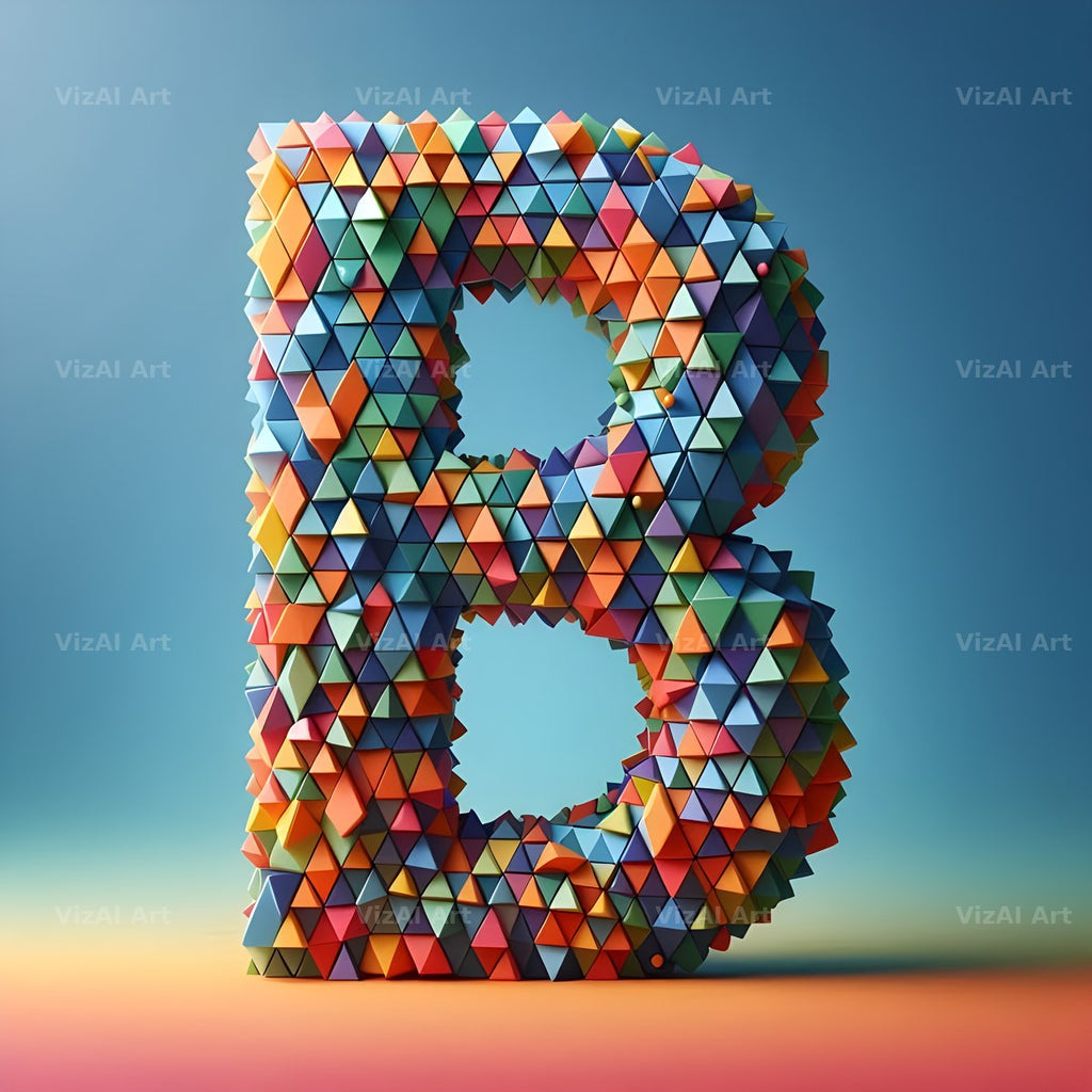 Geometric Confetti Shape alphabet letter B