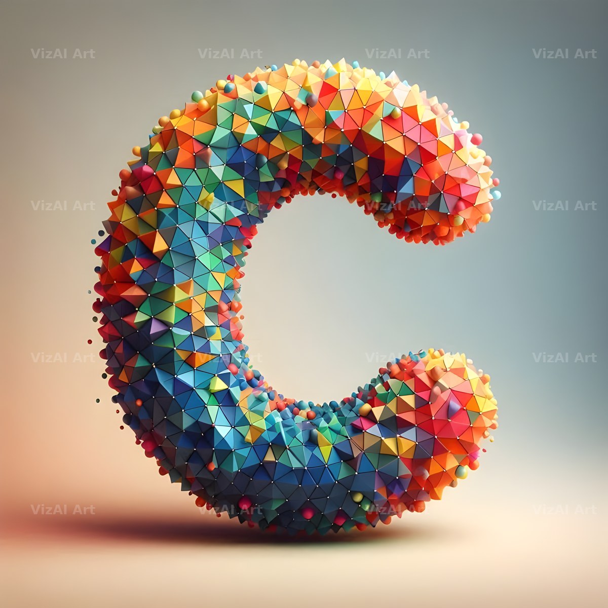 Geometric Confetti Shape alphabet letter C