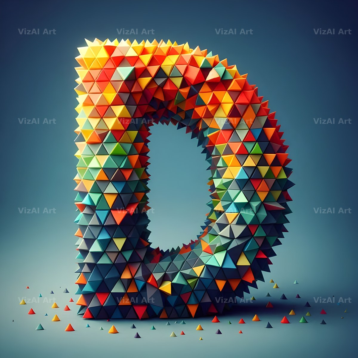Geometric Confetti Shape alphabet letter D