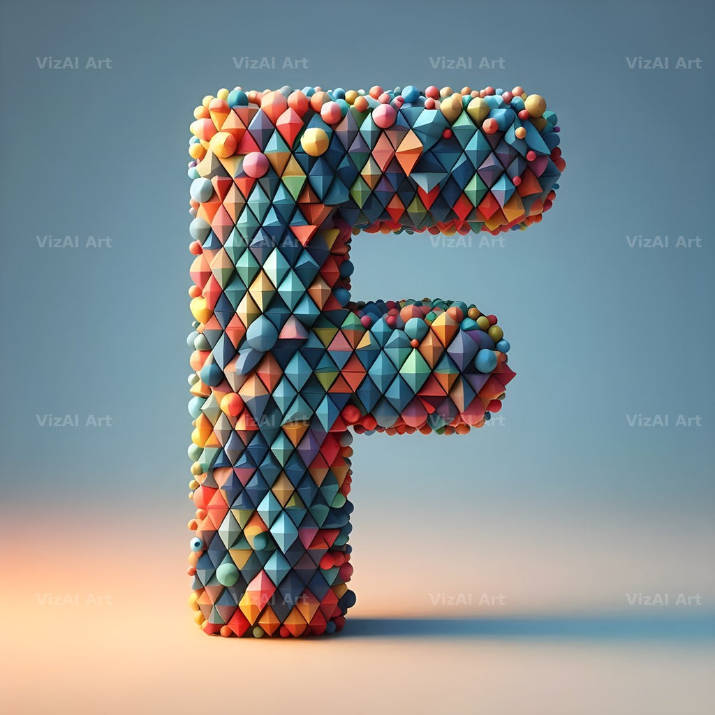 Geometric Confetti Shape alphabet letter F