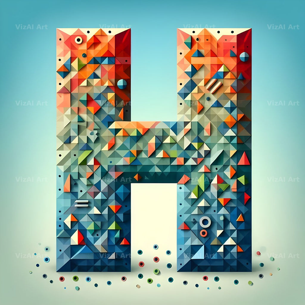 Geometric Confetti Shape alphabet letter H