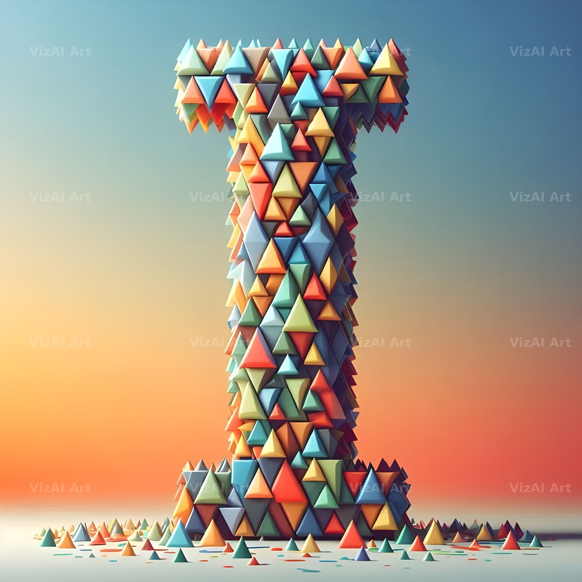 Geometric Confetti Shape alphabet letter I