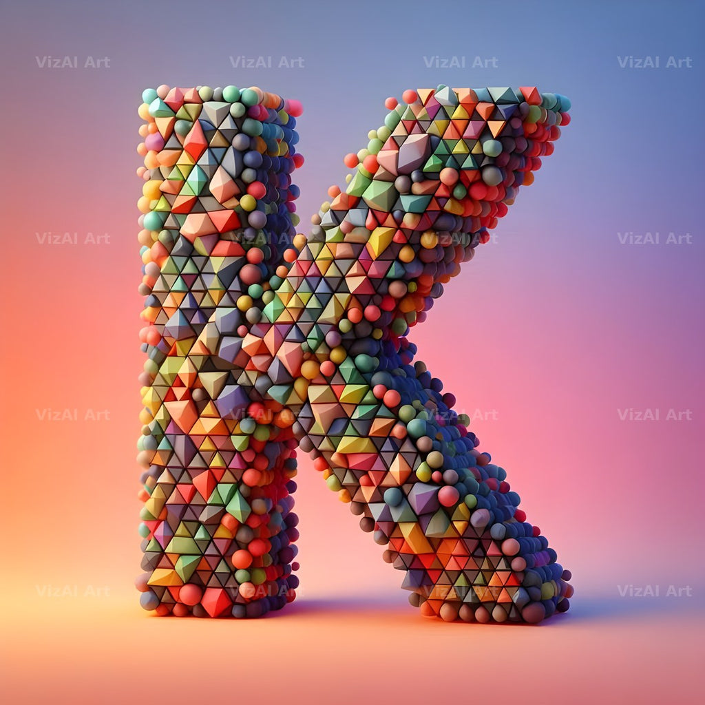 Geometric Confetti Shape alphabet letter K