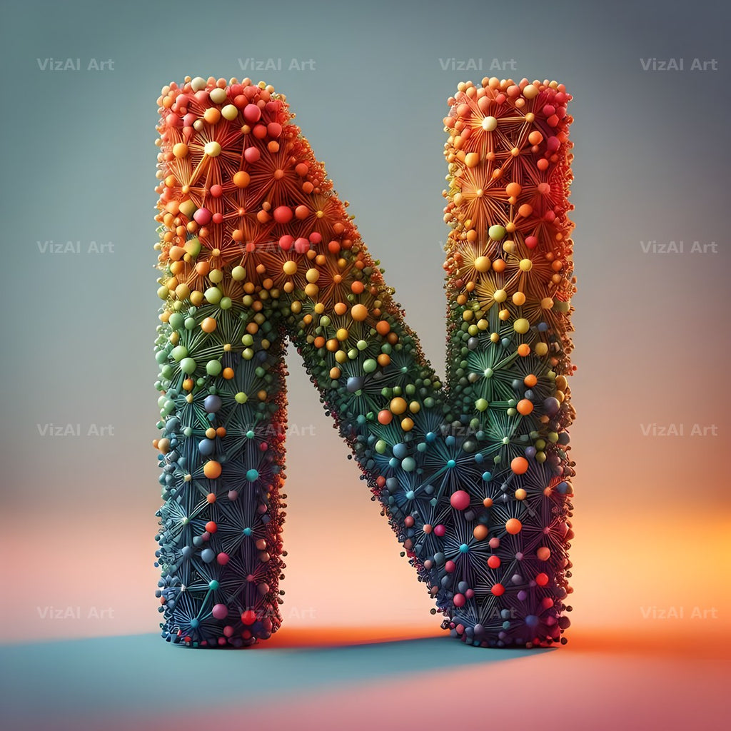 Geometric Confetti Shape alphabet letter N