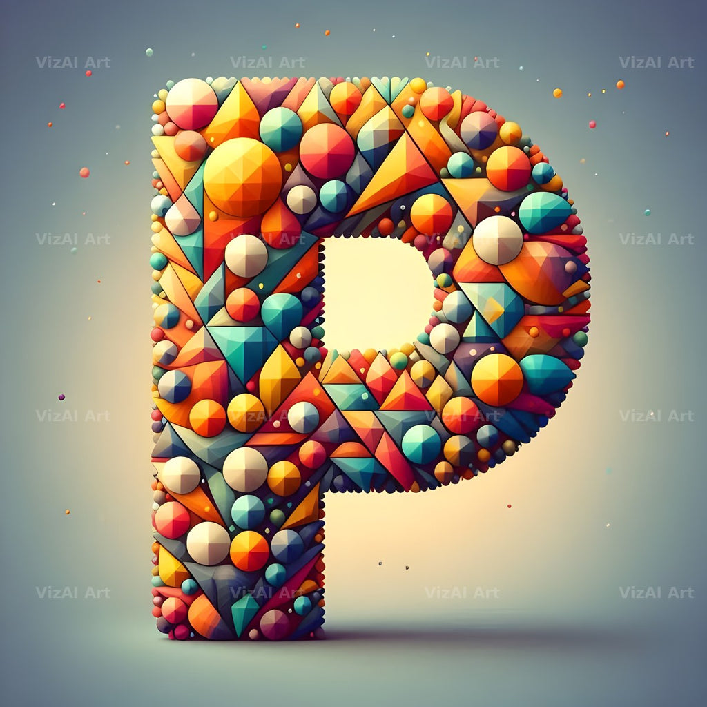 Geometric Confetti Shape alphabet letter P