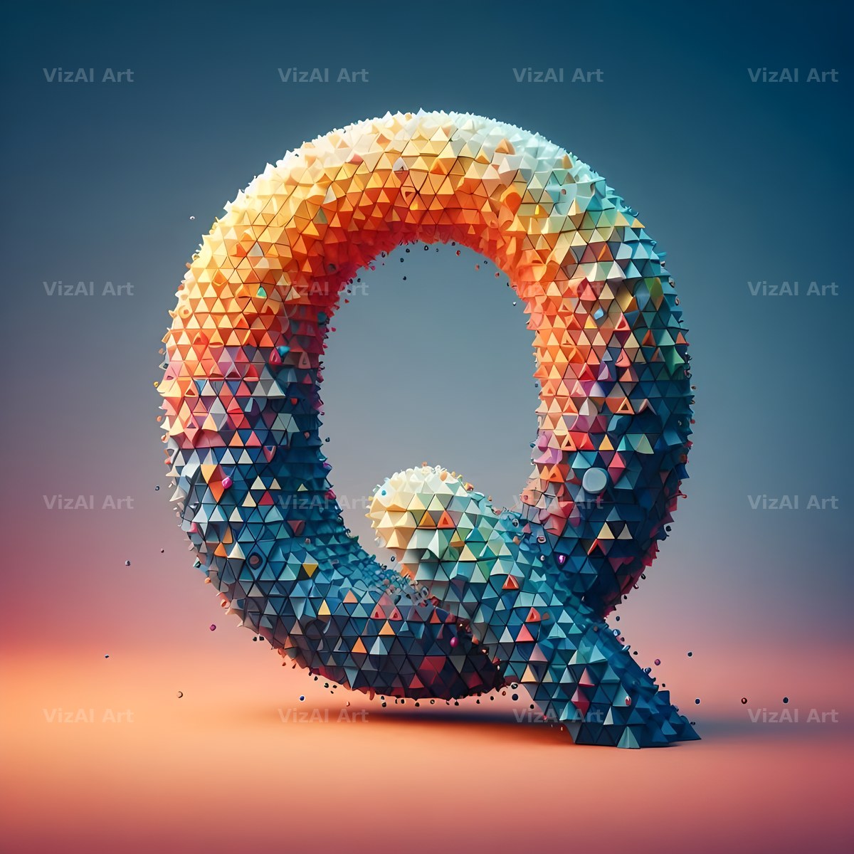 Geometric Confetti Shape alphabet letter Q