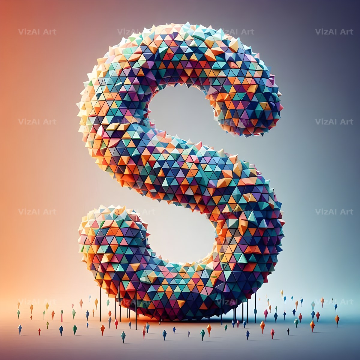 Geometric Confetti Shape alphabet letter S
