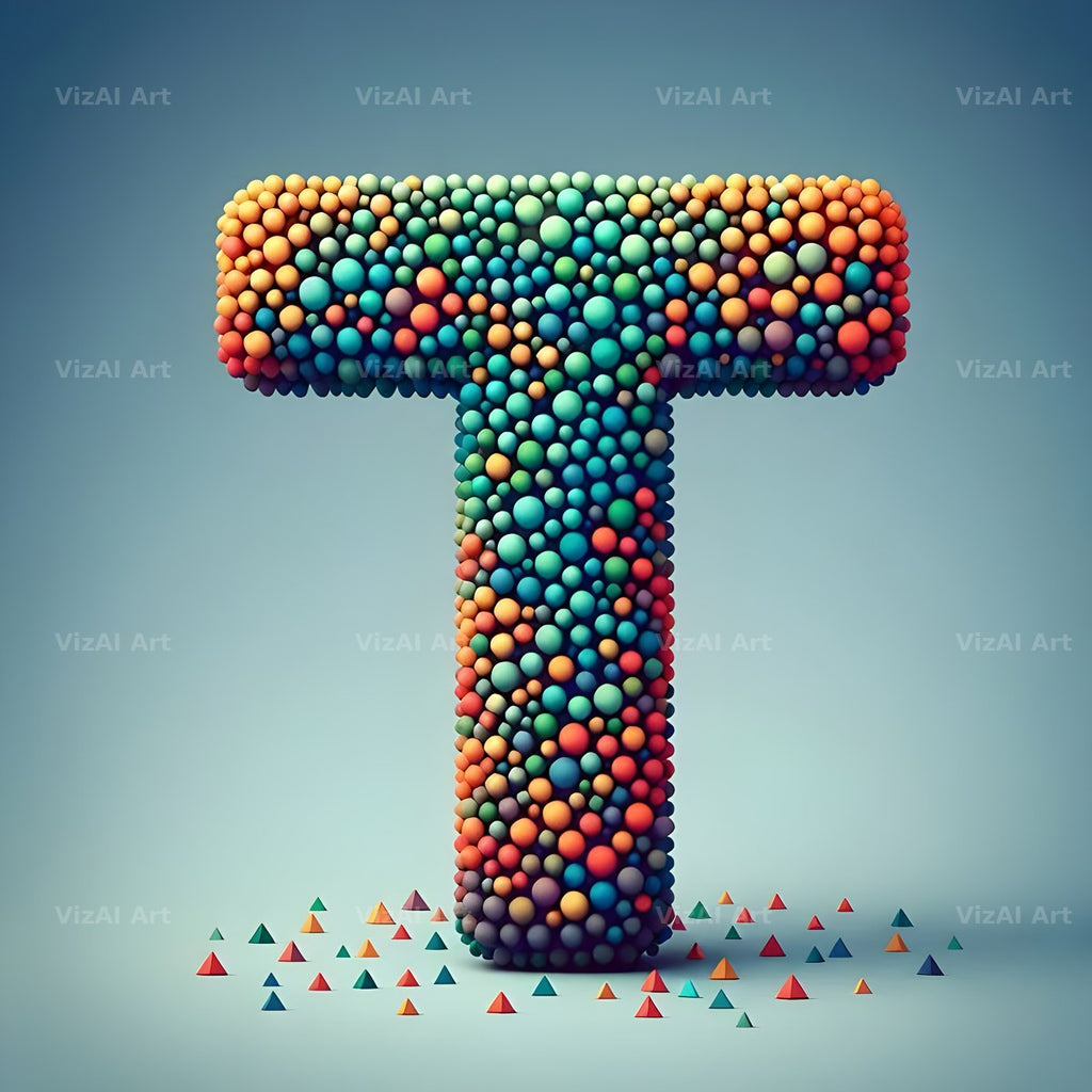 Geometric Confetti Shape alphabet letter T