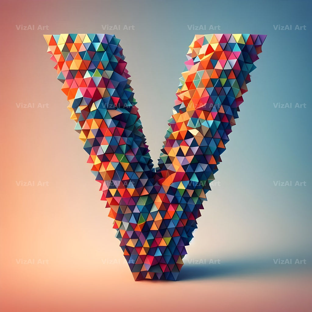 Geometric Confetti Shape alphabet letter V