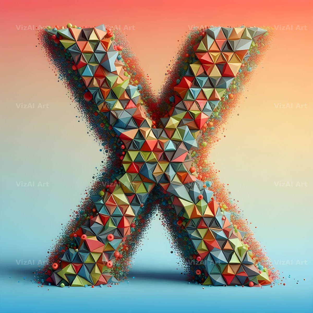 Geometric Confetti Shape alphabet letter X