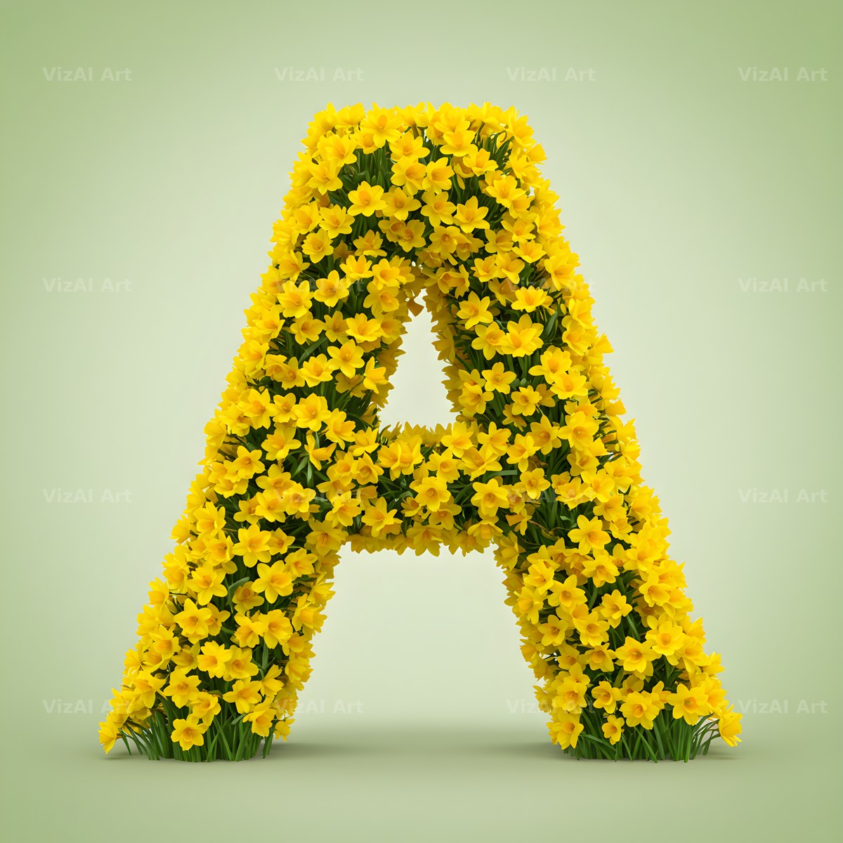Golden Daffodil Spring alphabet letter A