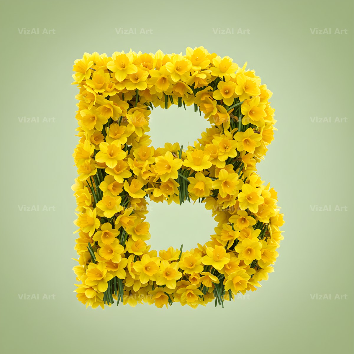 Golden Daffodil Spring alphabet letter B