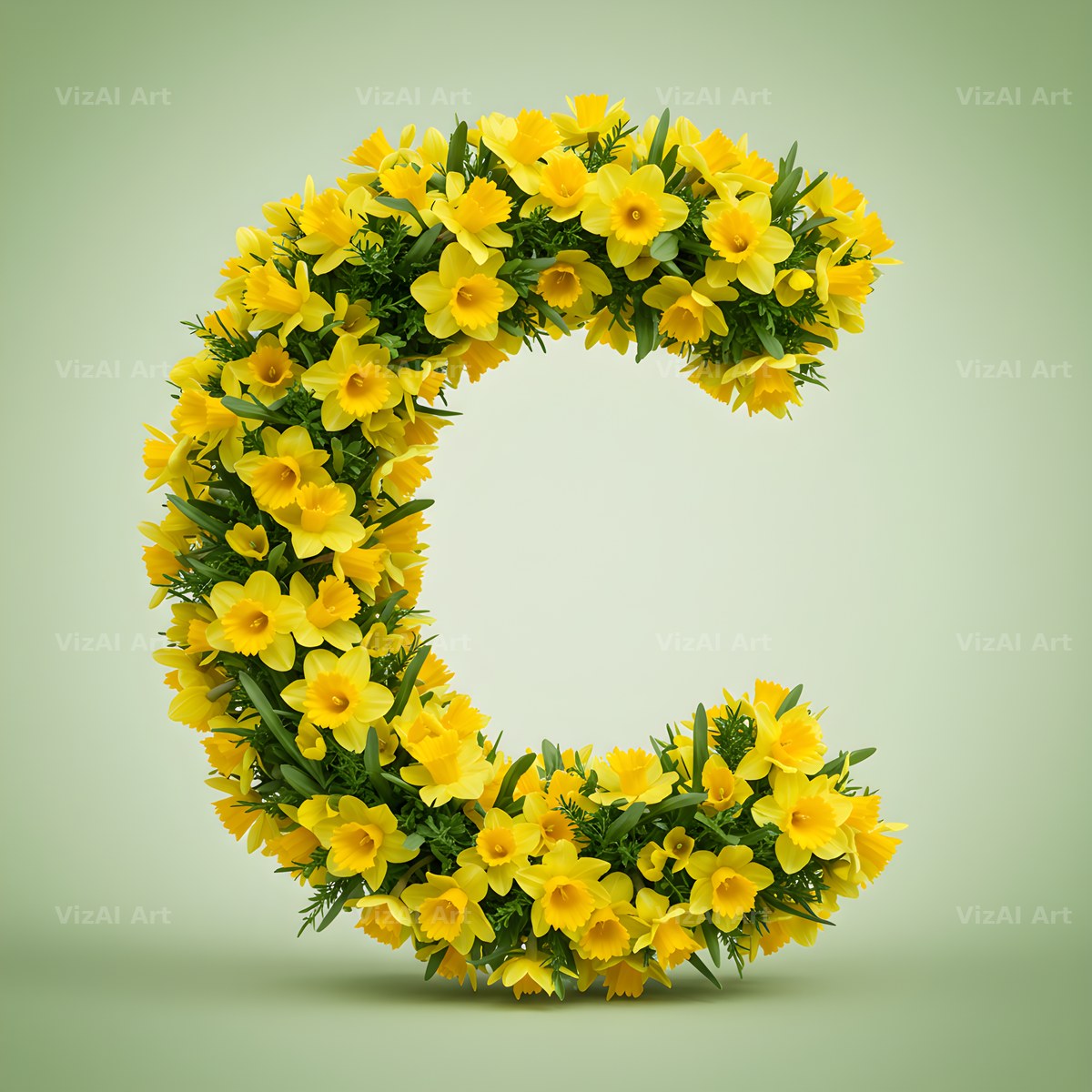Golden Daffodil Spring alphabet letter C
