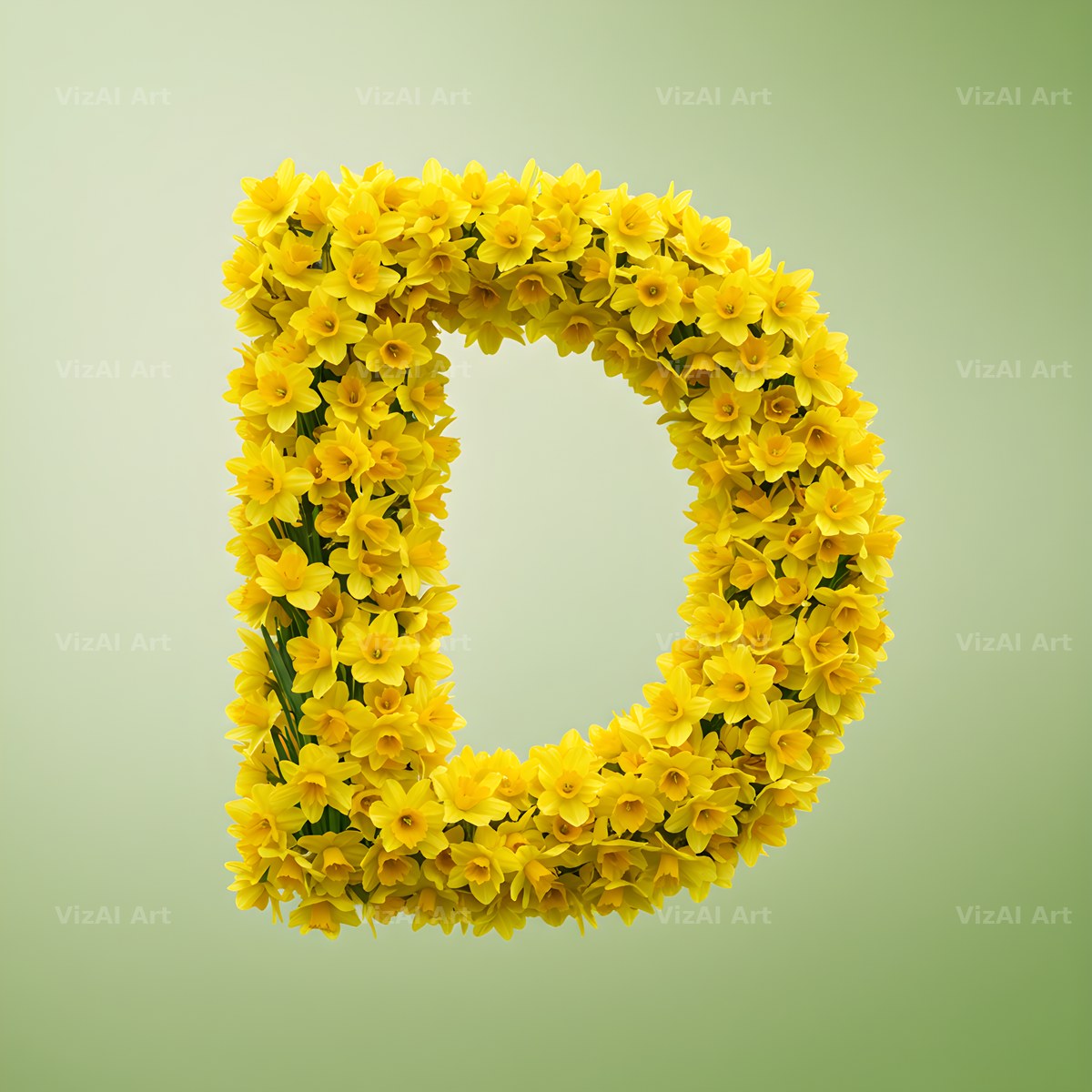 Golden Daffodil Spring alphabet letter D