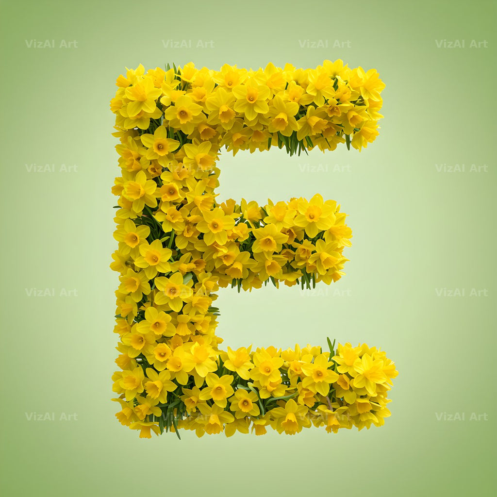 Golden Daffodil Spring alphabet letter E