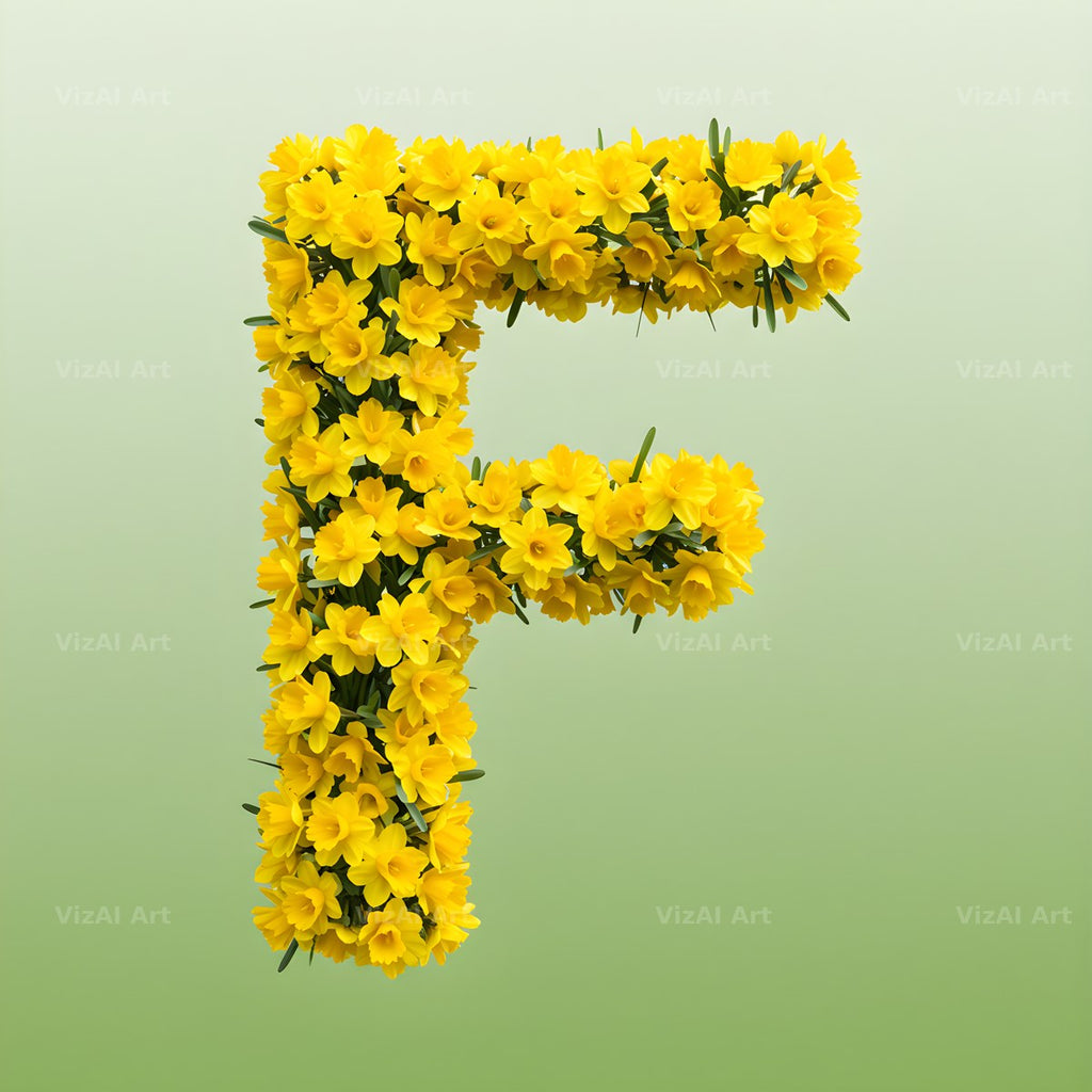 Golden Daffodil Spring alphabet letter F
