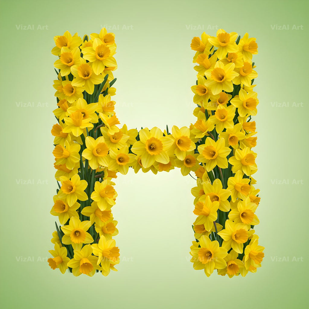 Golden Daffodil Spring alphabet letter H