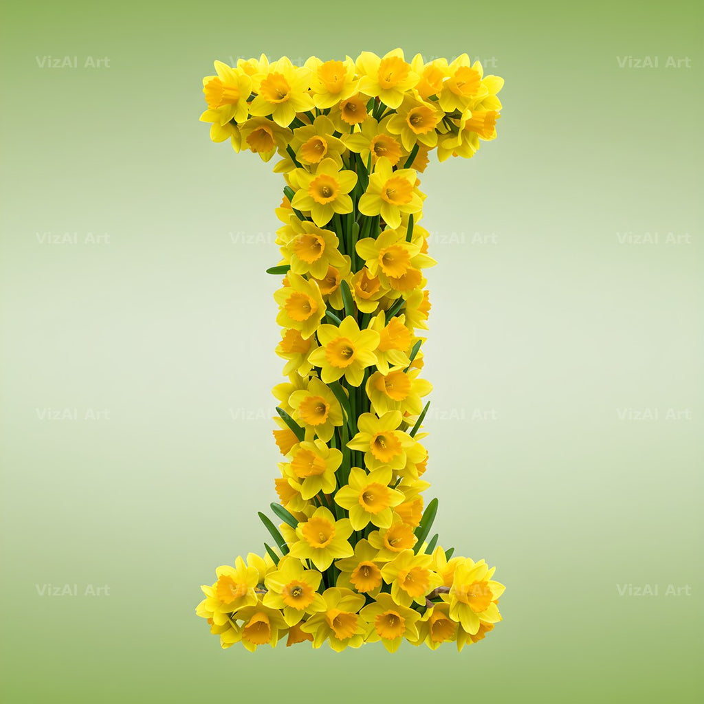 Golden Daffodil Spring alphabet letter I