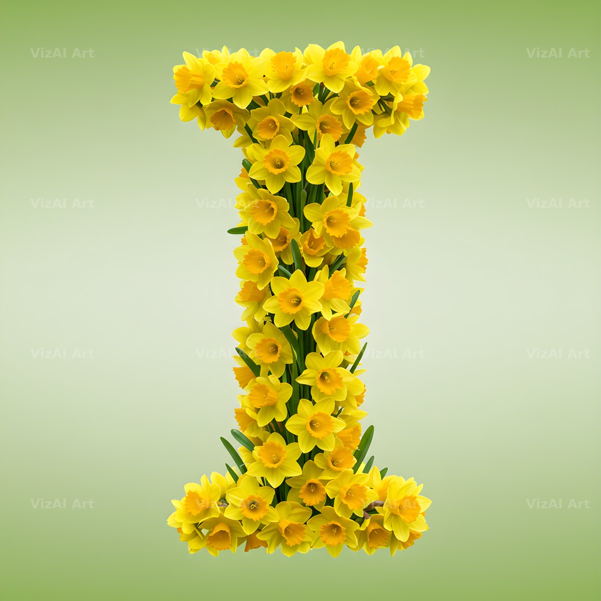 Golden Daffodil Spring alphabet letter I