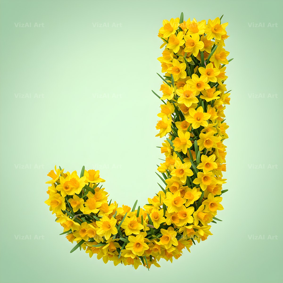 Golden Daffodil Spring alphabet letter J