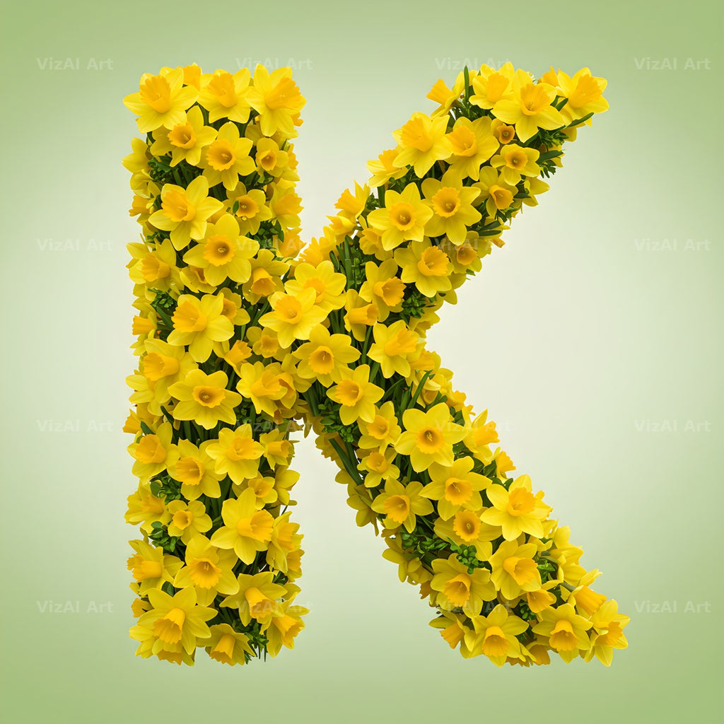 Golden Daffodil Spring alphabet letter K