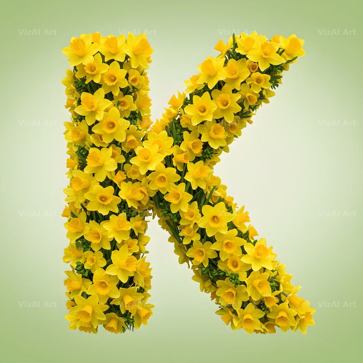 Golden Daffodil Spring alphabet letter K