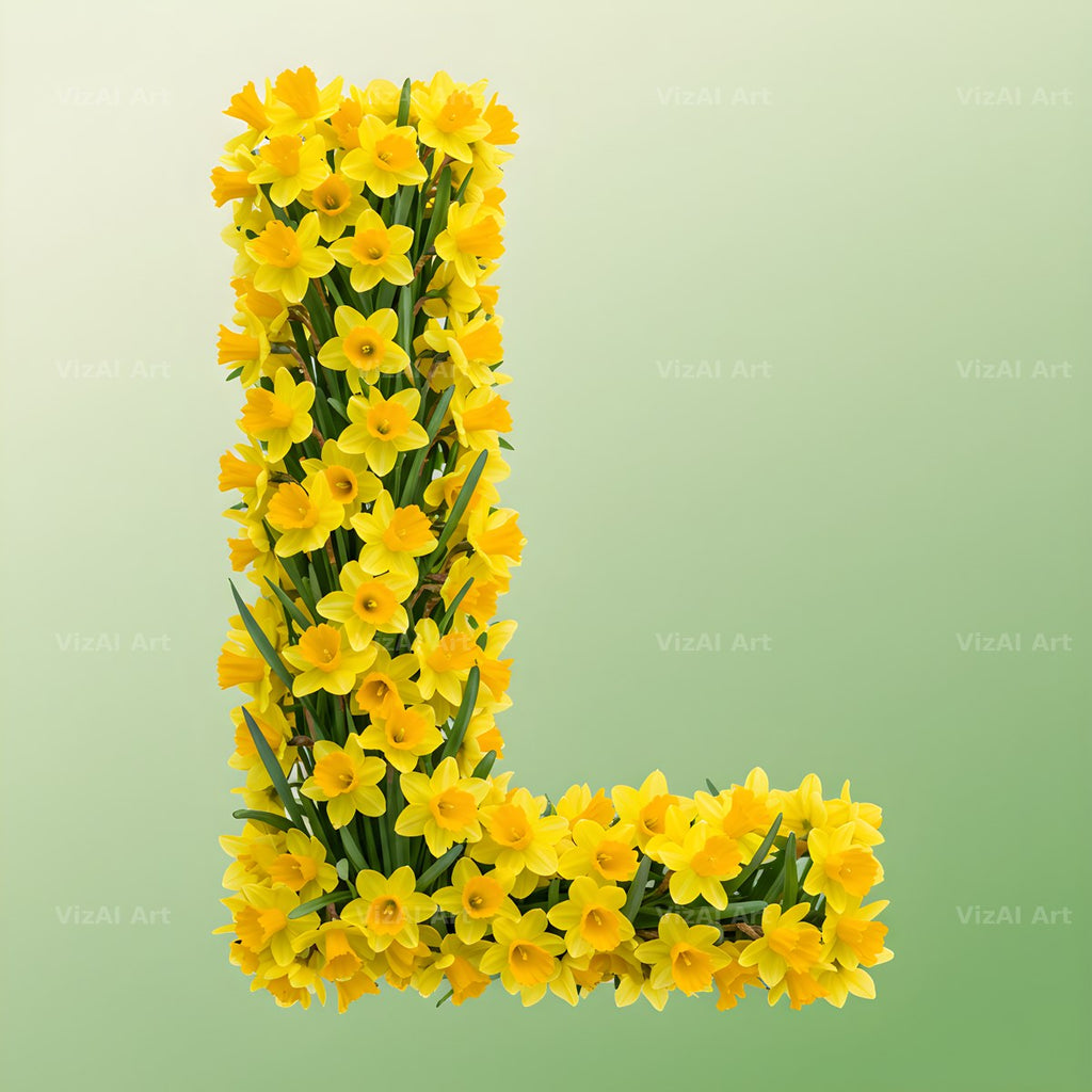 Golden Daffodil Spring alphabet letter L