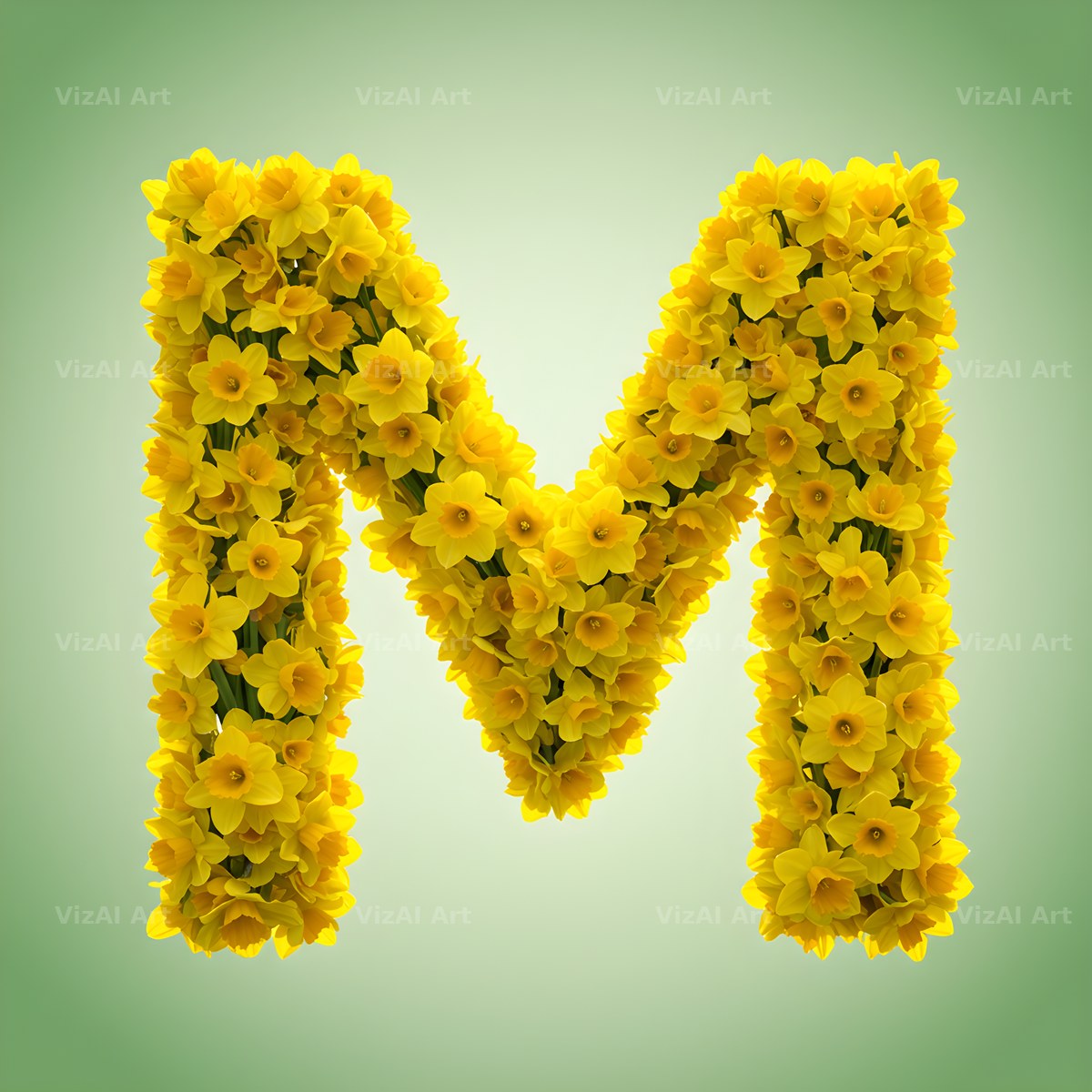 Golden Daffodil Spring alphabet letter M