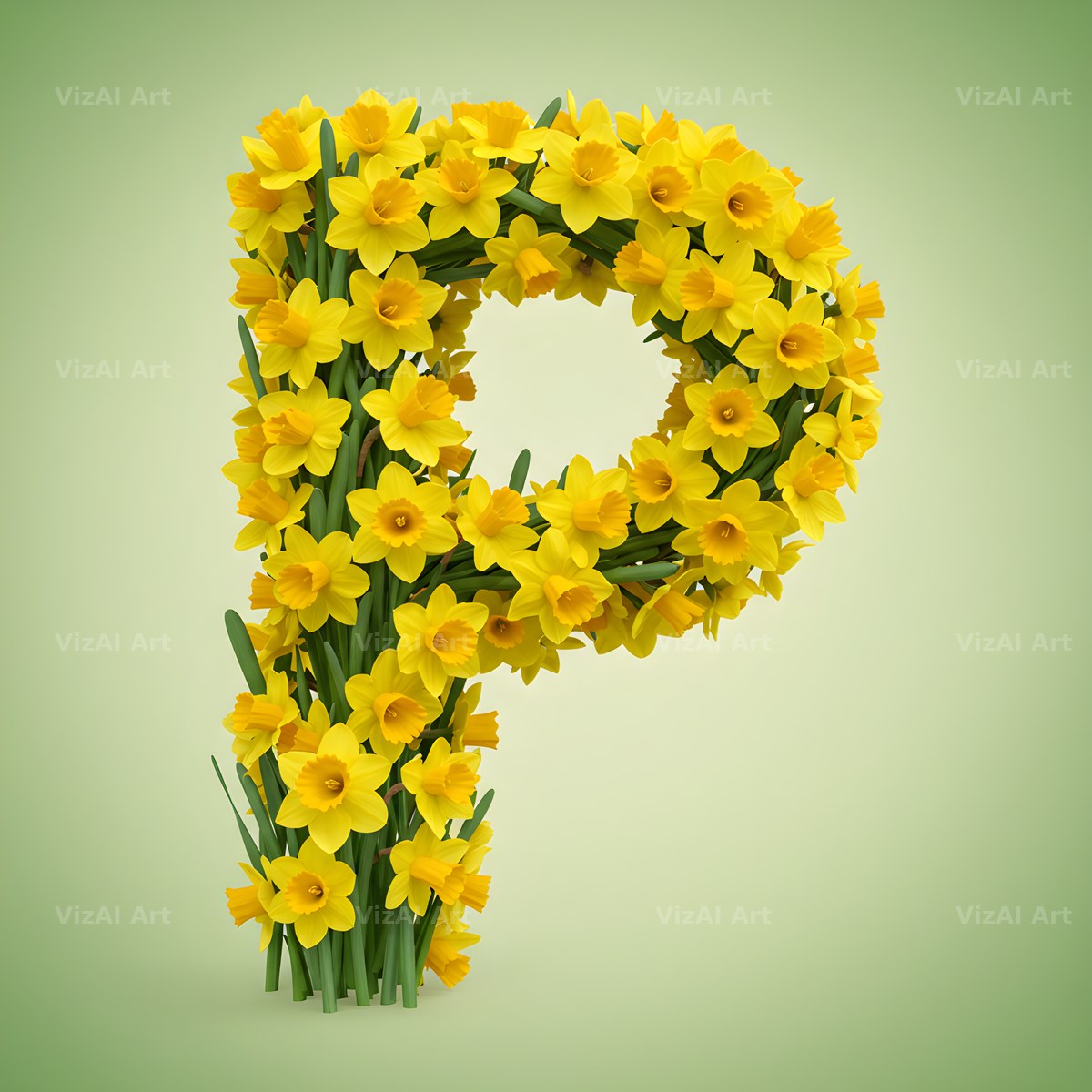 Golden Daffodil Spring alphabet letter P
