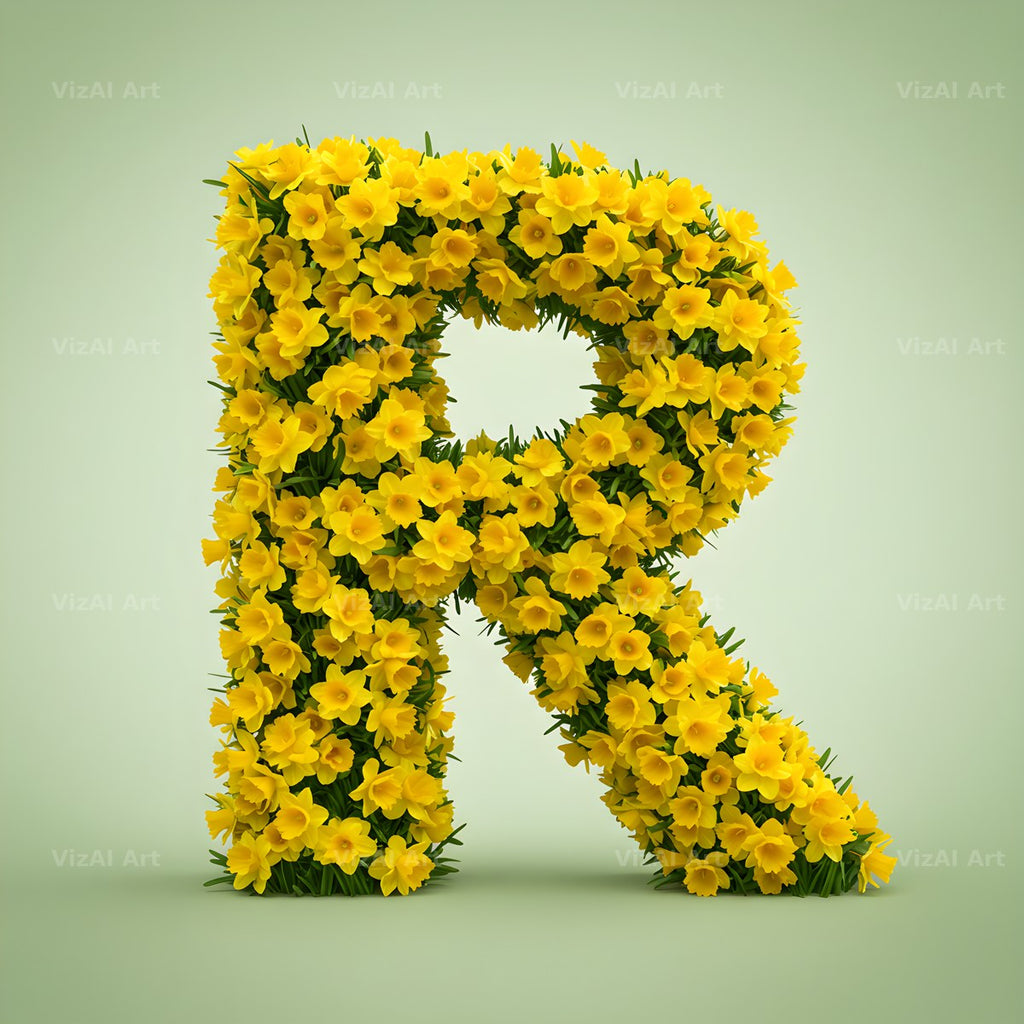 Golden Daffodil Spring alphabet letter R