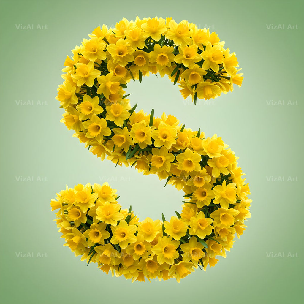 Golden Daffodil Spring alphabet letter S