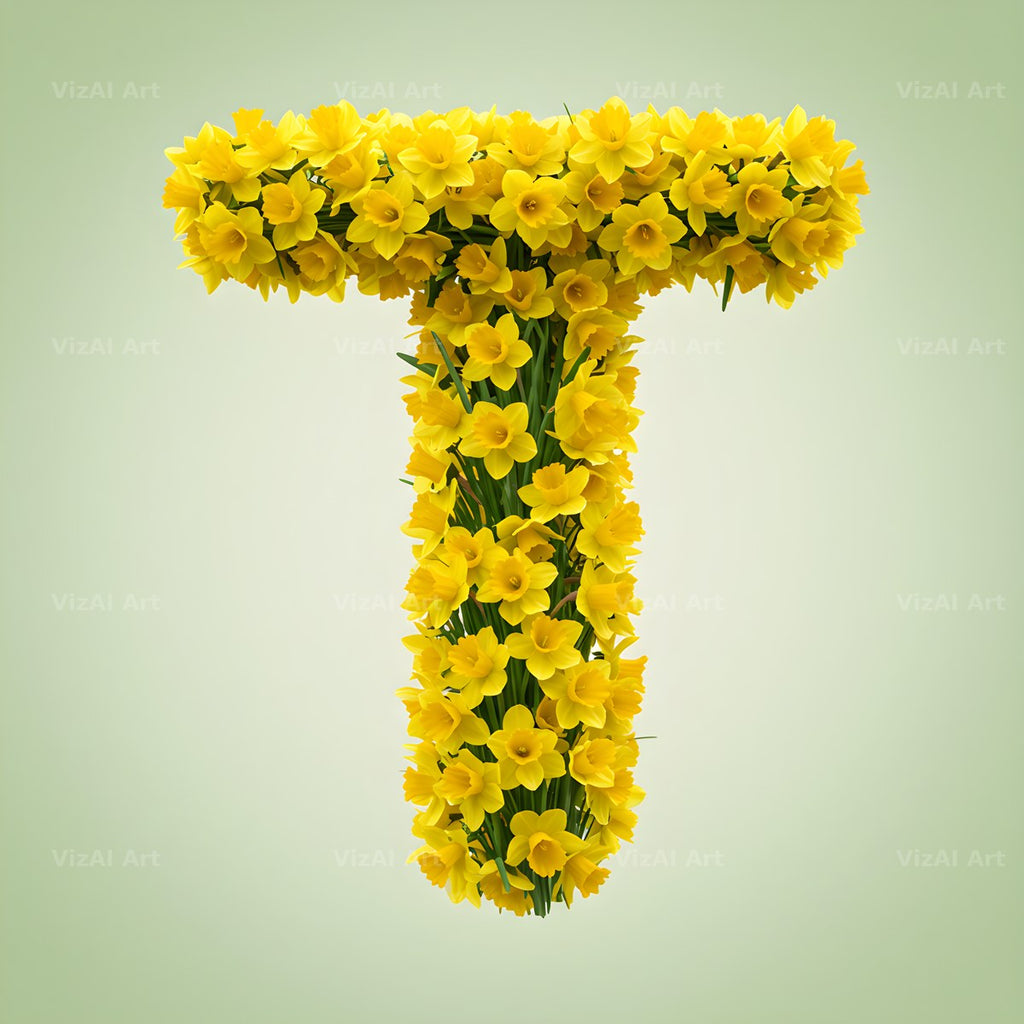 Golden Daffodil Spring alphabet letter T