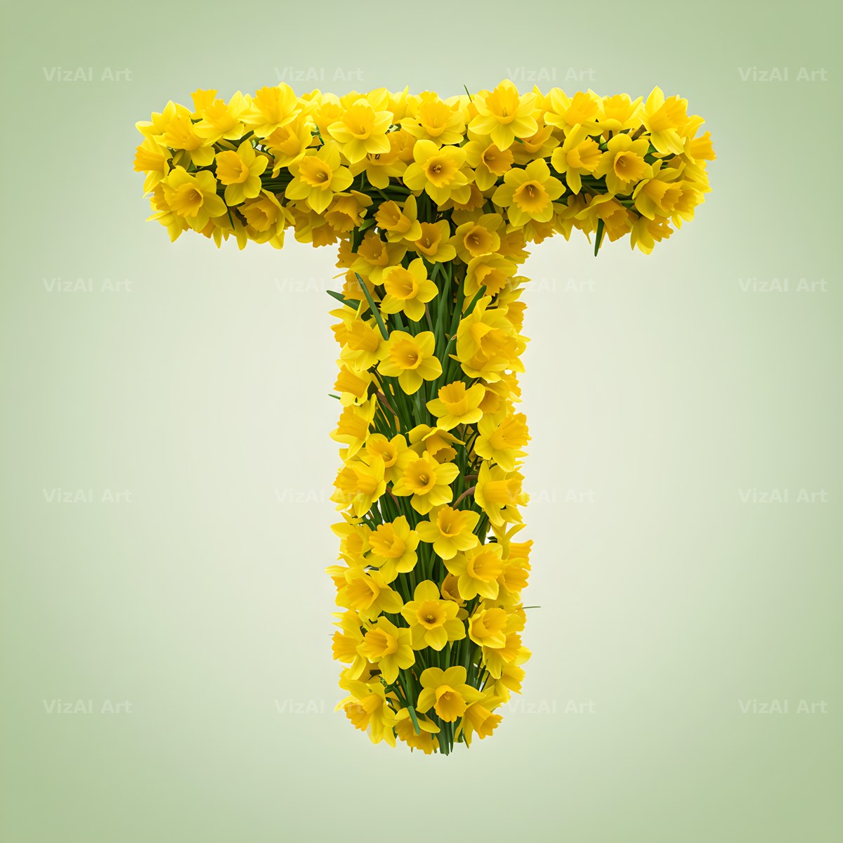 Golden Daffodil Spring alphabet letter T