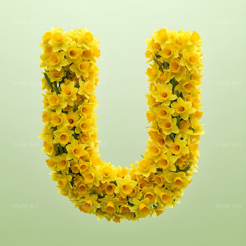 Golden Daffodil Spring alphabet letter U