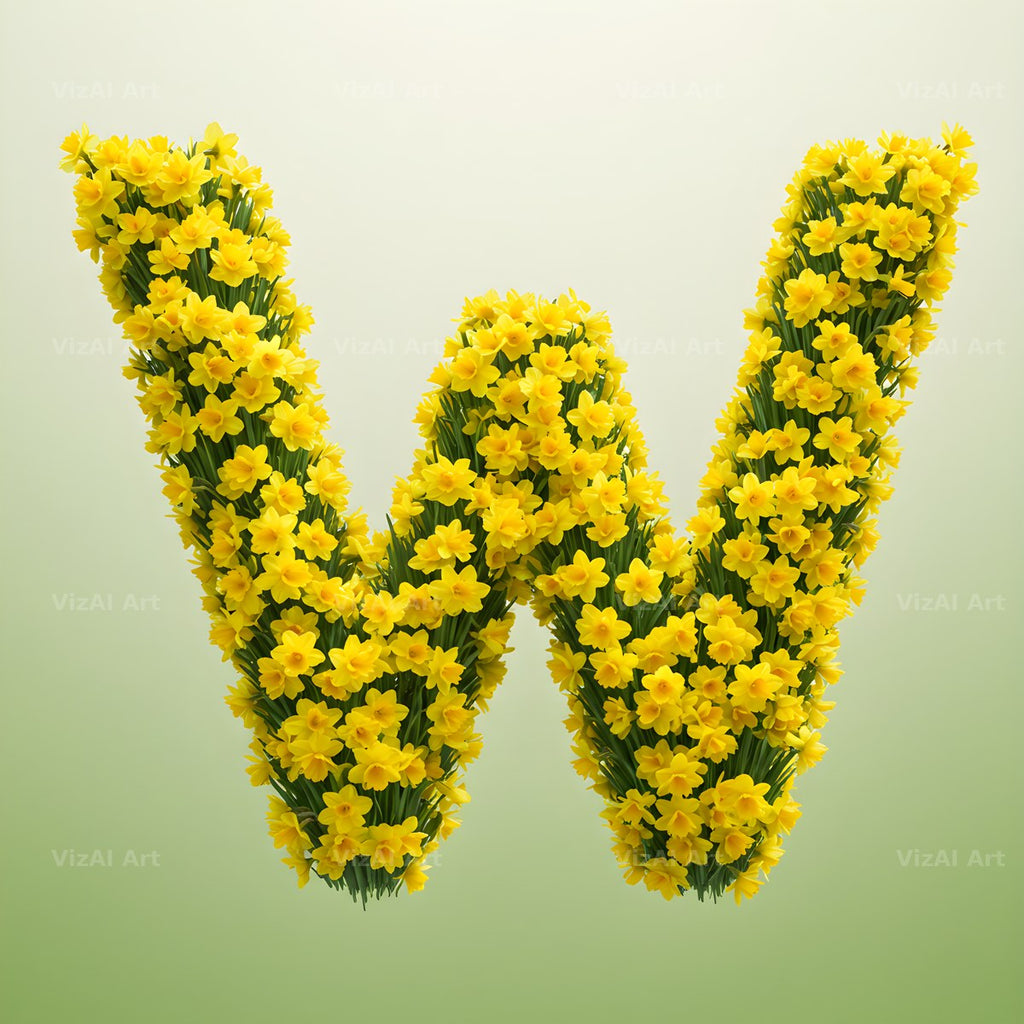 Golden Daffodil Spring alphabet letter W