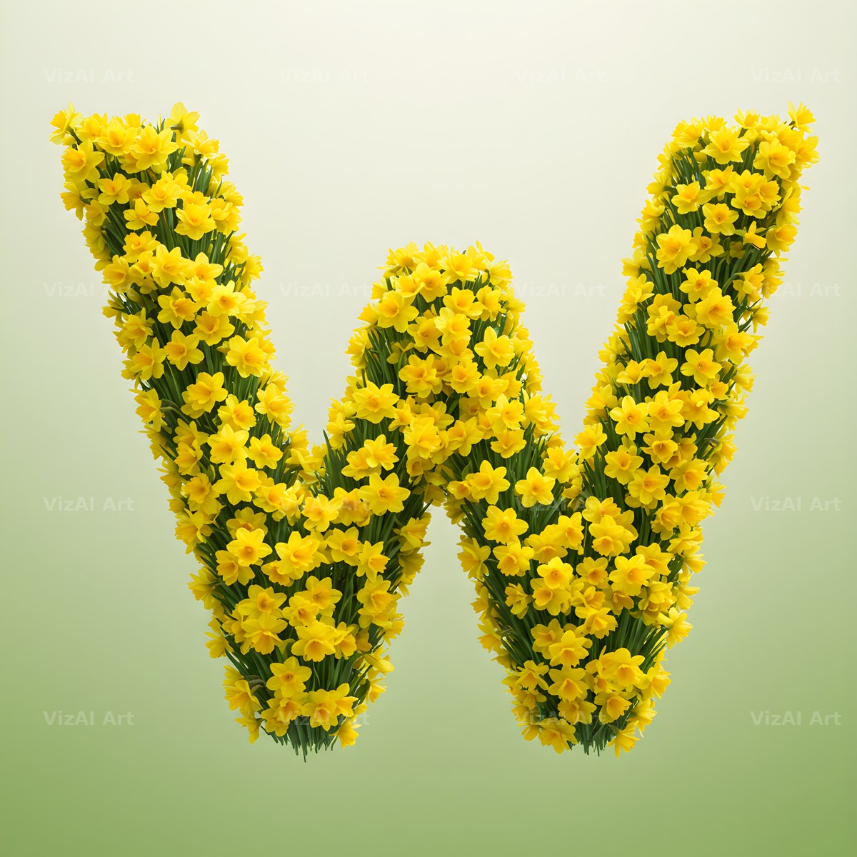 Golden Daffodil Spring alphabet letter W