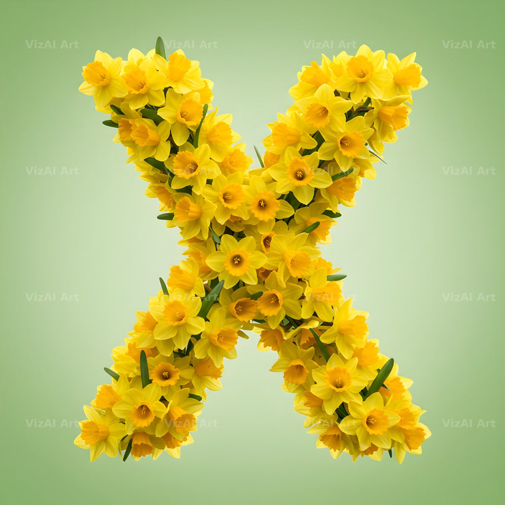 Golden Daffodil Spring alphabet letter X