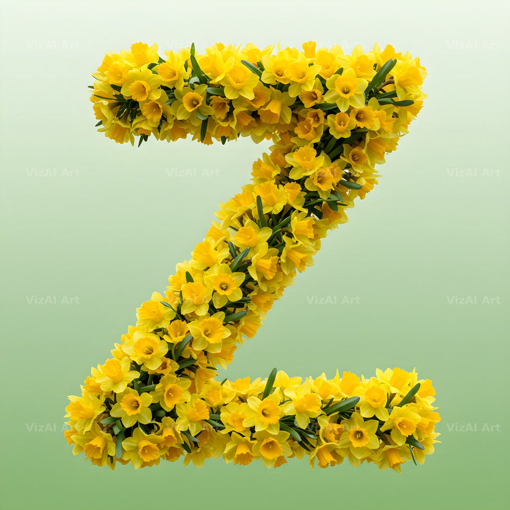 Golden Daffodil Spring alphabet letter Z