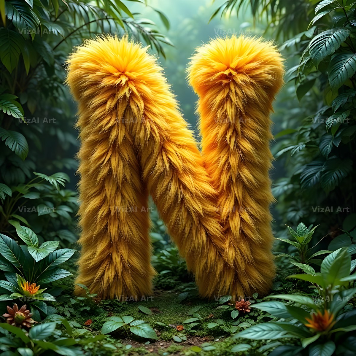 Golden Fur alphabet letter N