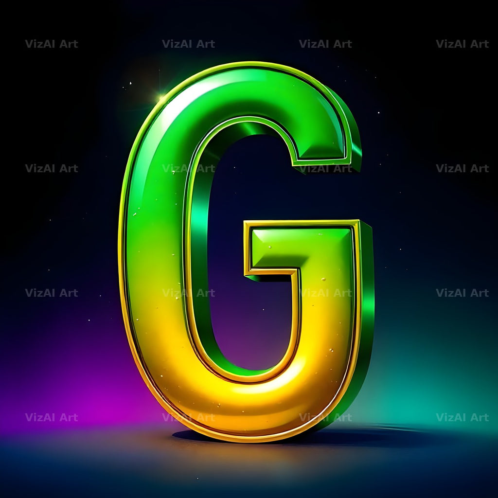 Gold Green Gradient alphabet letter G