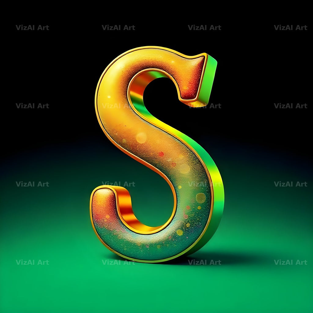 Gold Green Gradient alphabet letter S