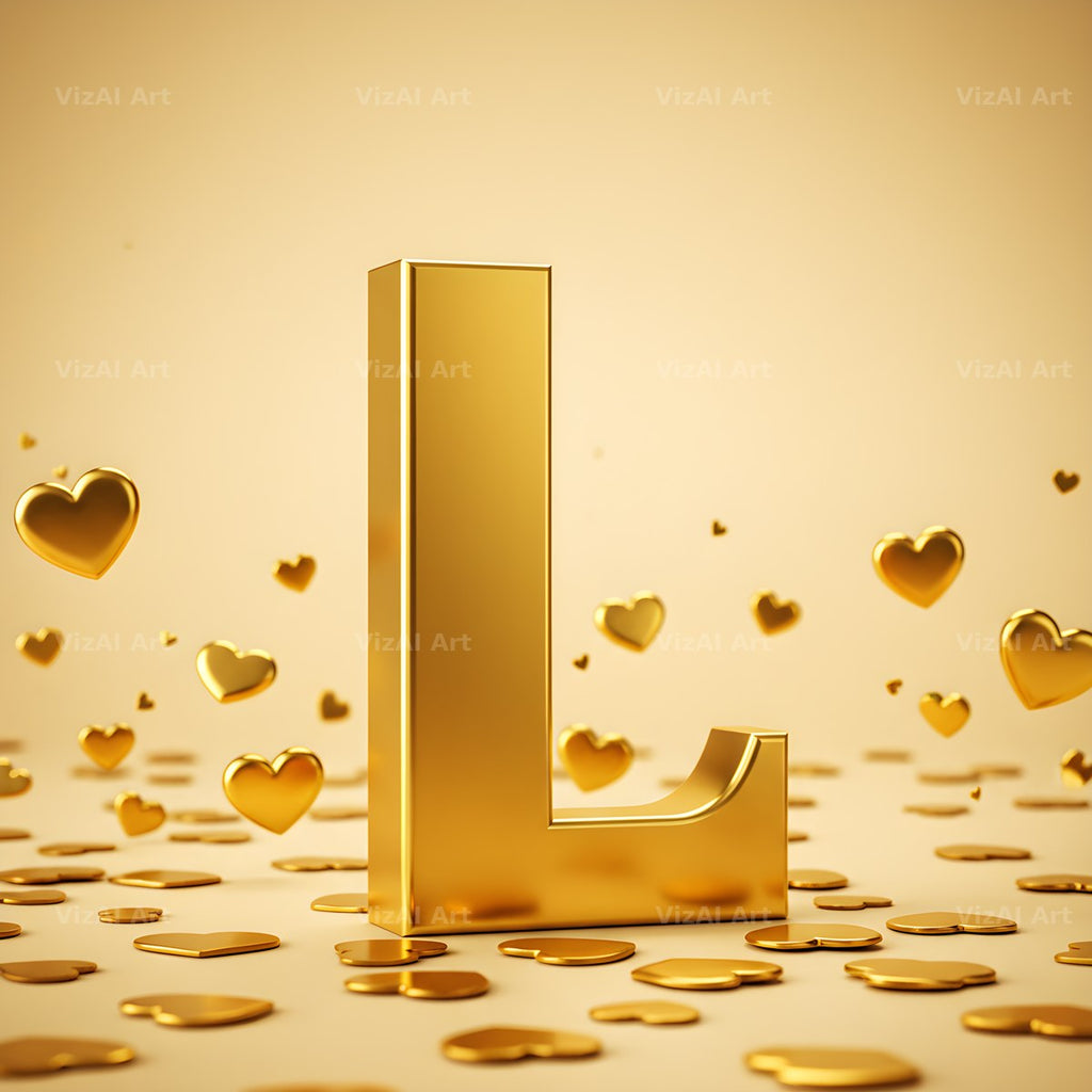 Golden Heart Shimmer alphabet letter L