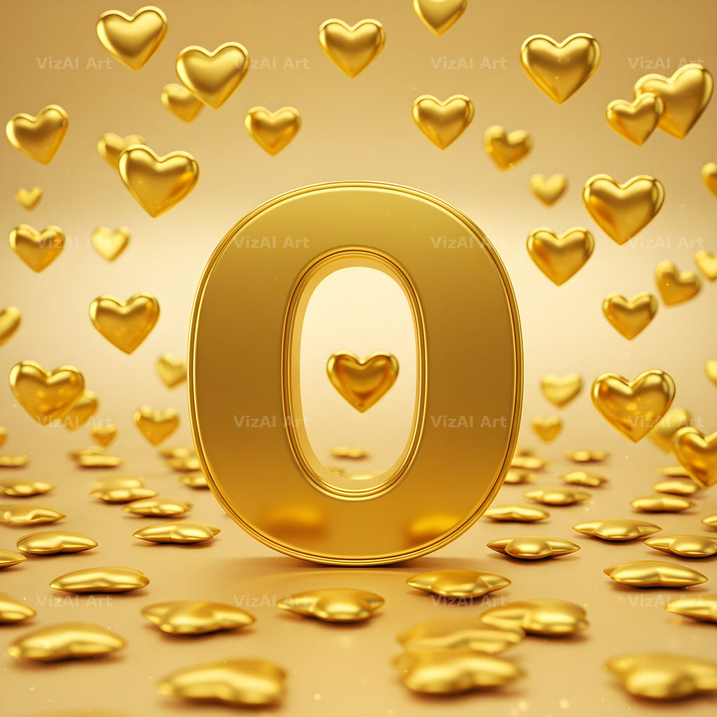 Golden Heart Shimmer alphabet letter O