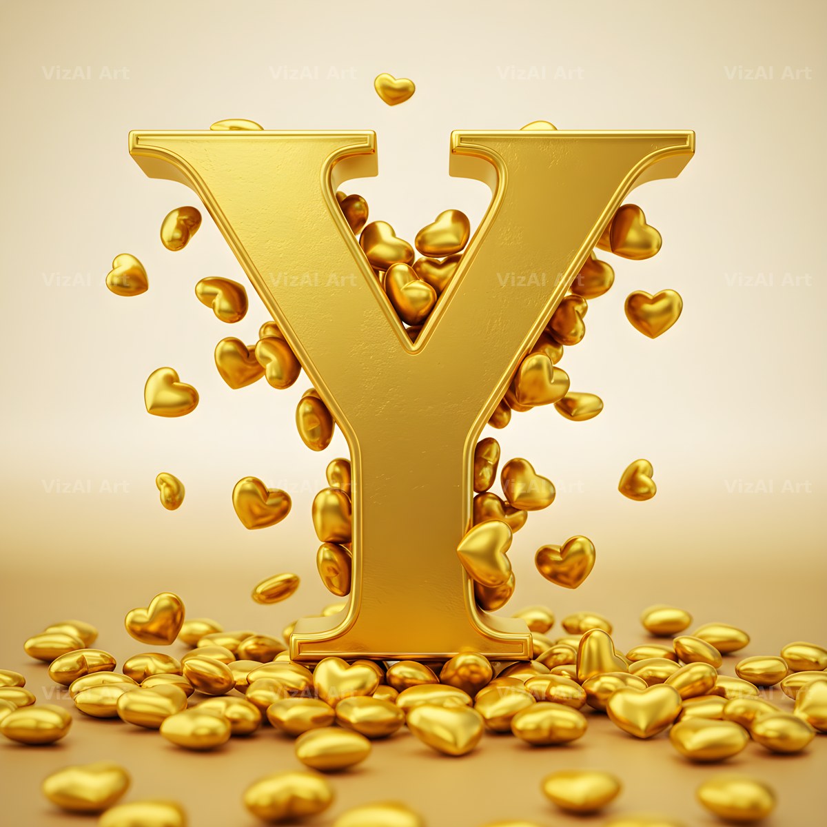 Golden Heart Shimmer alphabet letter Y