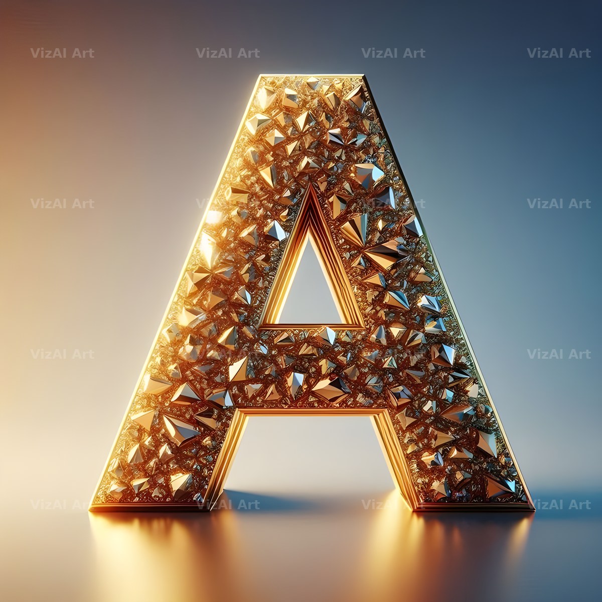 Golden Crystal alphabet letter A